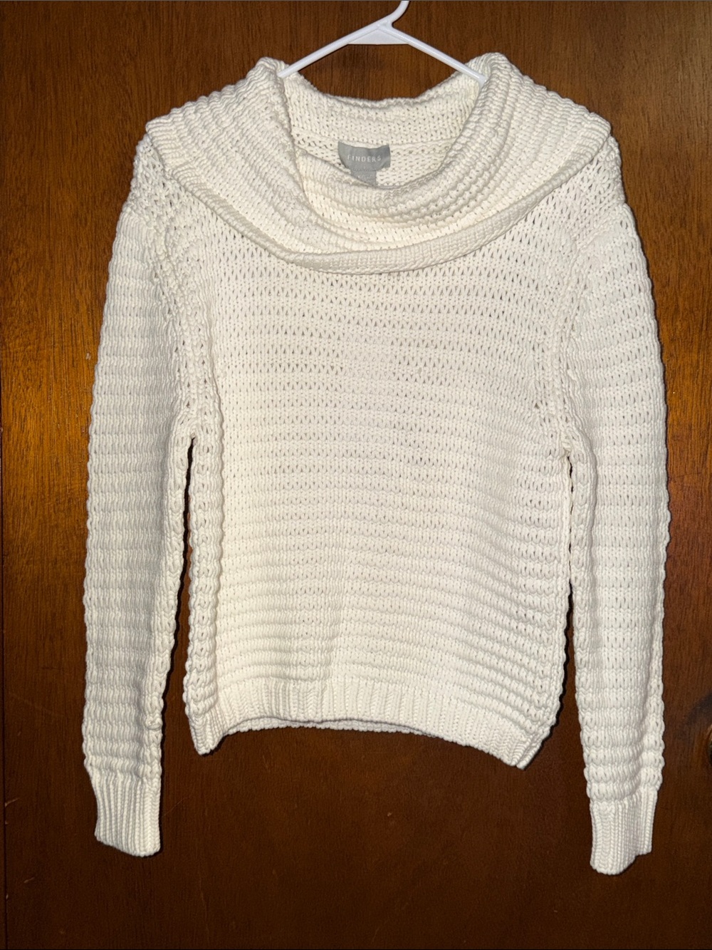 Finders Keepers Cream Cowl Neck Cable Knit Sweater